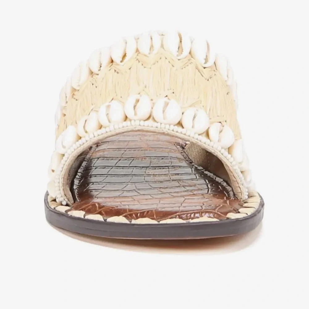 Sam Edelman Gale Shell Slide Sandal in Natural Ivory Size 7.5 NWOT